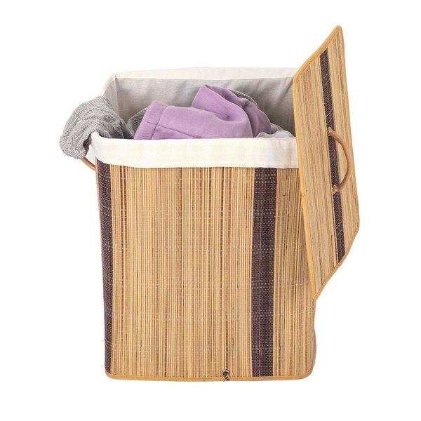 Vintiquewise Rectangle Foldable Coconut Sticks Laundry Hamper with Lid and Handles for Easy Carrying QI004430-N_SQ